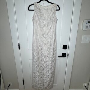 Scott Jessica McClintock Lace Dress Wedding Sleeveless White Ivory FLAWS VTG 10